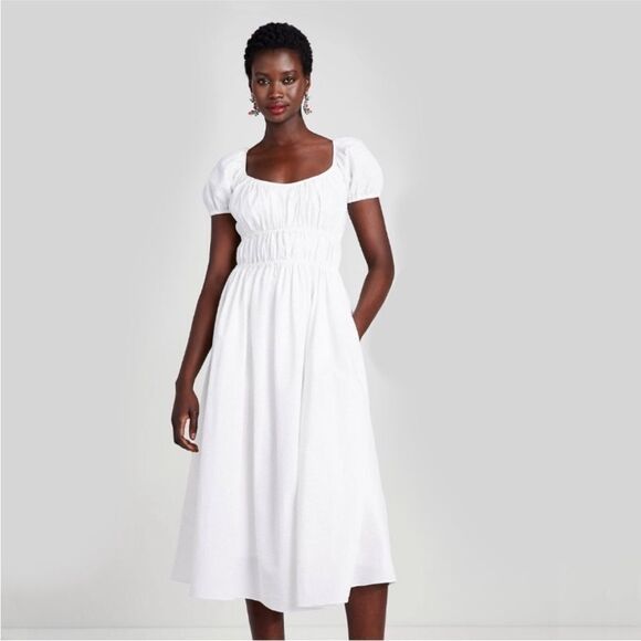 Kate Spade white 100% cotton midi dress small s sundress - Picture 2 of 10